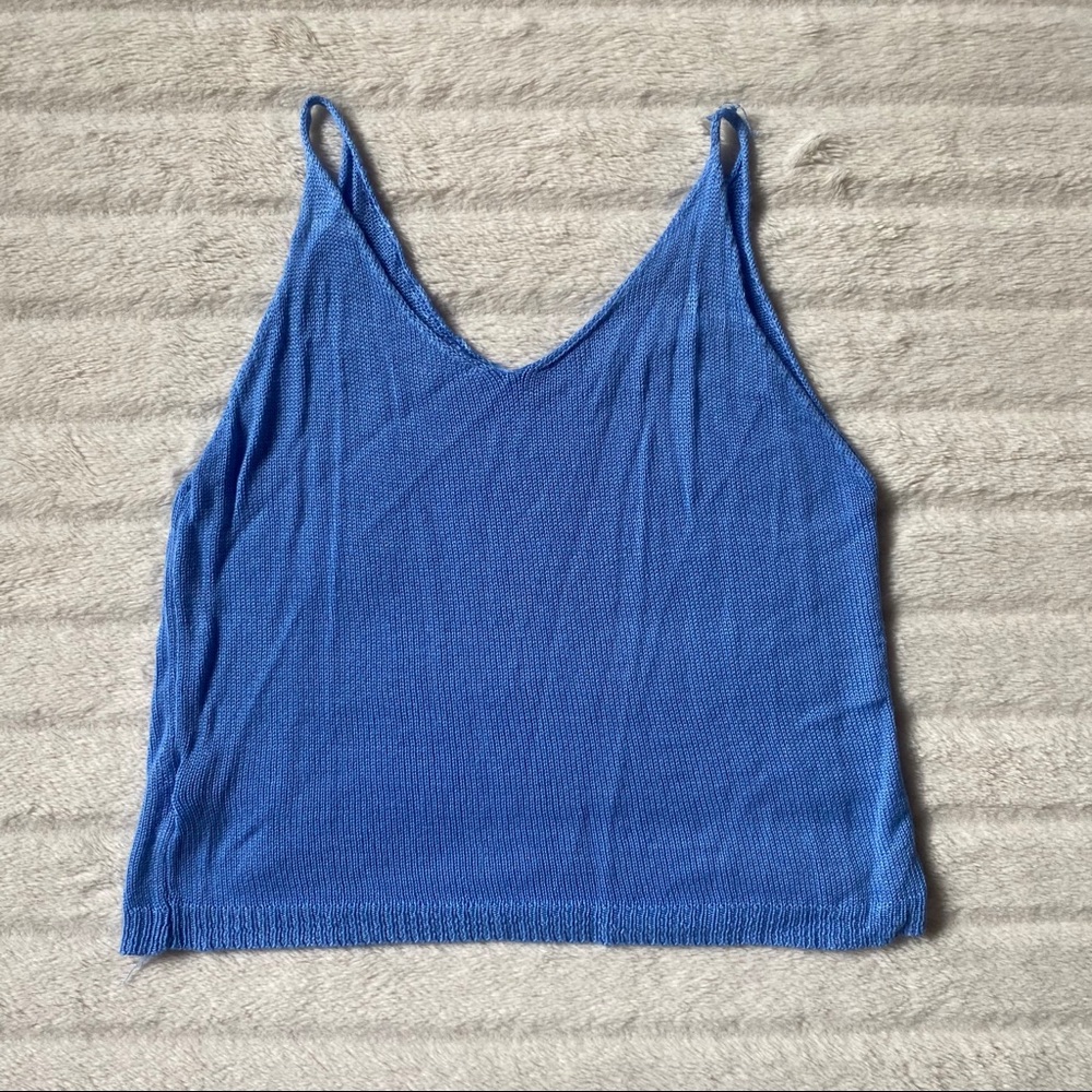 Blue Knit Crop Top
